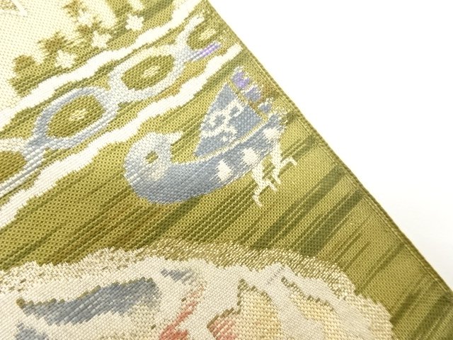 本場筑前博多　花鳥更紗模様織り出し　名古屋帯